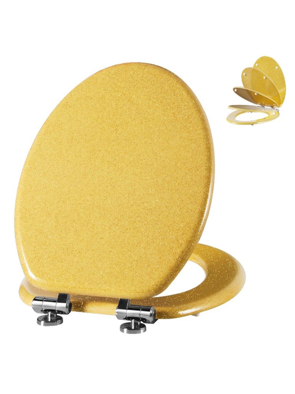 Angol Shiold Glitter Toilet Seat - Elongated, Yellow glitter